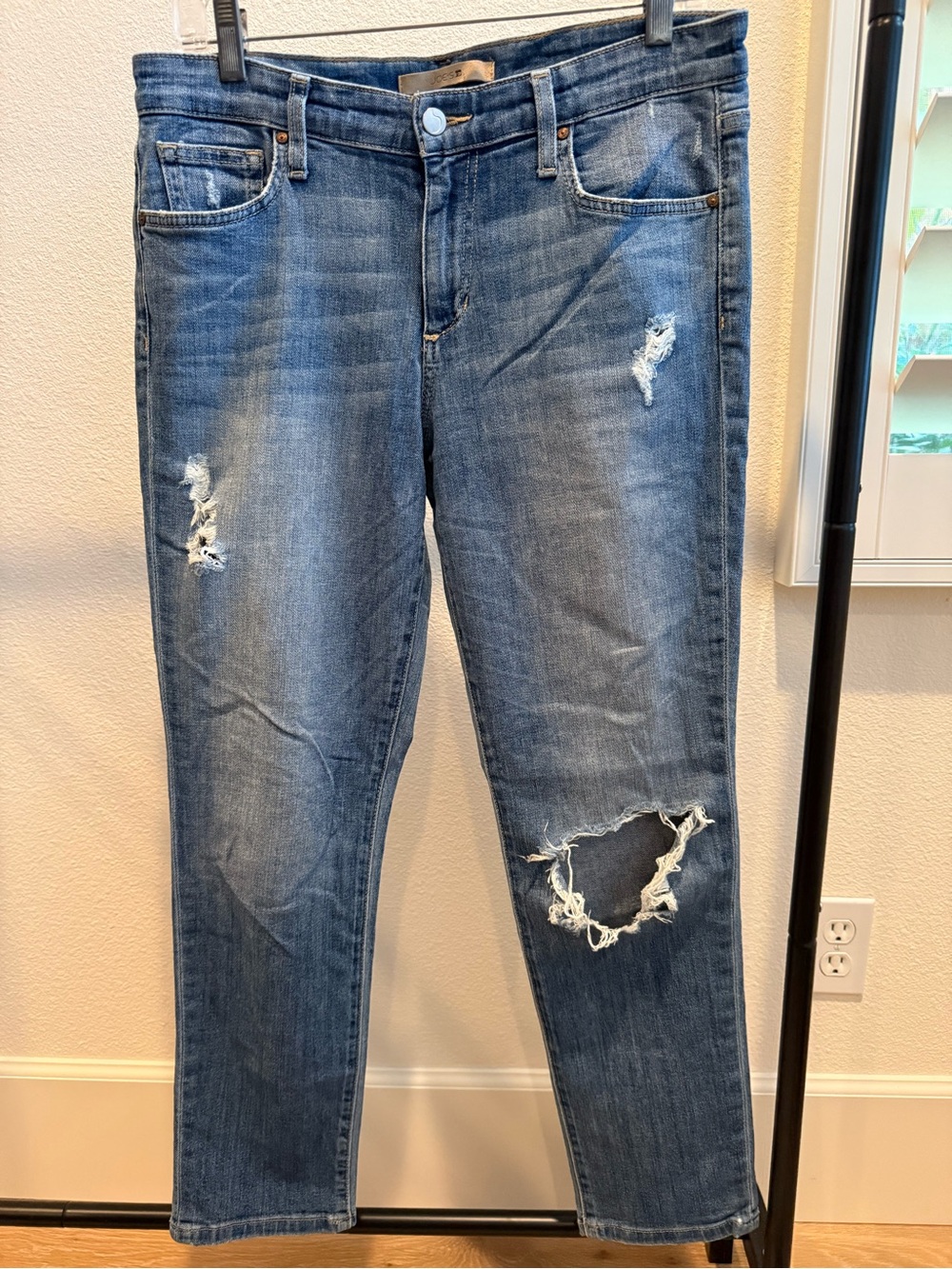 Joe's Jeans Women's Straight Leg Distressed Blue Denim
